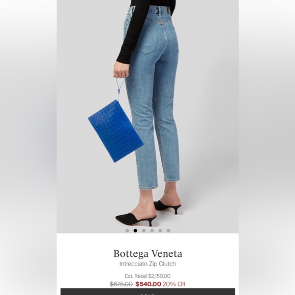 Bottega Veneta Cobalt Blue Intrecciato Zip Clutch - Picture 10 of 12